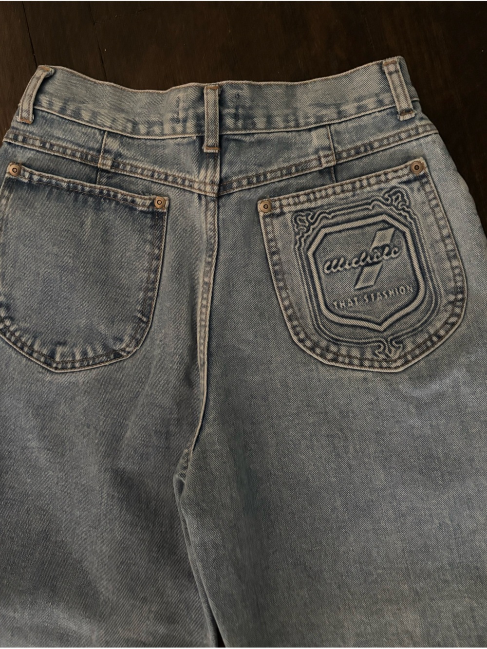 ✨VERY RARE✨VINTAGE 80’s Michèle Lt. Blue Jeans w/ Designer Embossed Pocket Sz 38